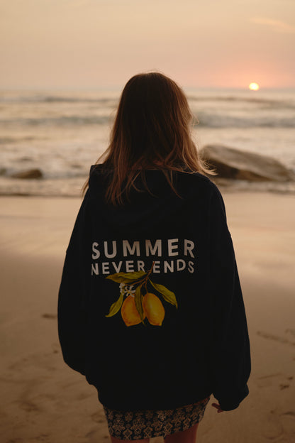 SUMMER NEVER ENDS NAVY BLUE HOODIE